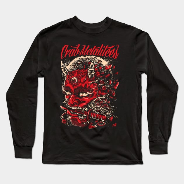 Red Hannya Mask Long Sleeve T-Shirt by KawaiiDread